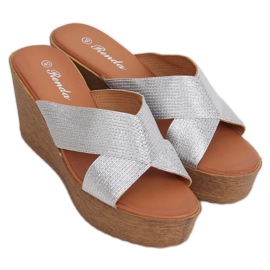 Silver wedge slippers 10-235 Silver grey Silver wedge slippers 10-235 Silver grey