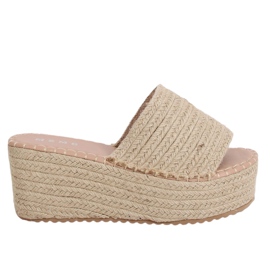 Beige espadrilles wedge slippers LL909 Beige