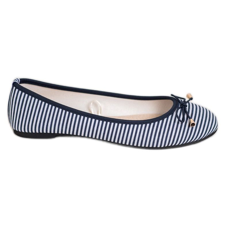 SHELOVET Striped ballerina white navy blue