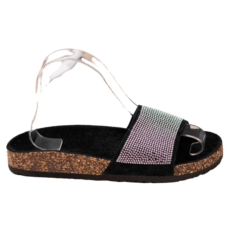 Bona Slippers With Cubic Zirconia black