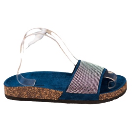 Bona Slippers With Cubic Zirconia blue