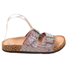 Bona Stylish Slippers With Buckle pink