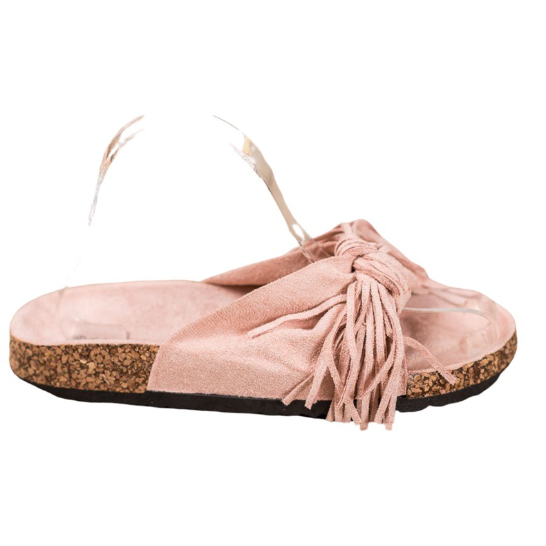 Bestelle Suede Slippers With Fringes pink