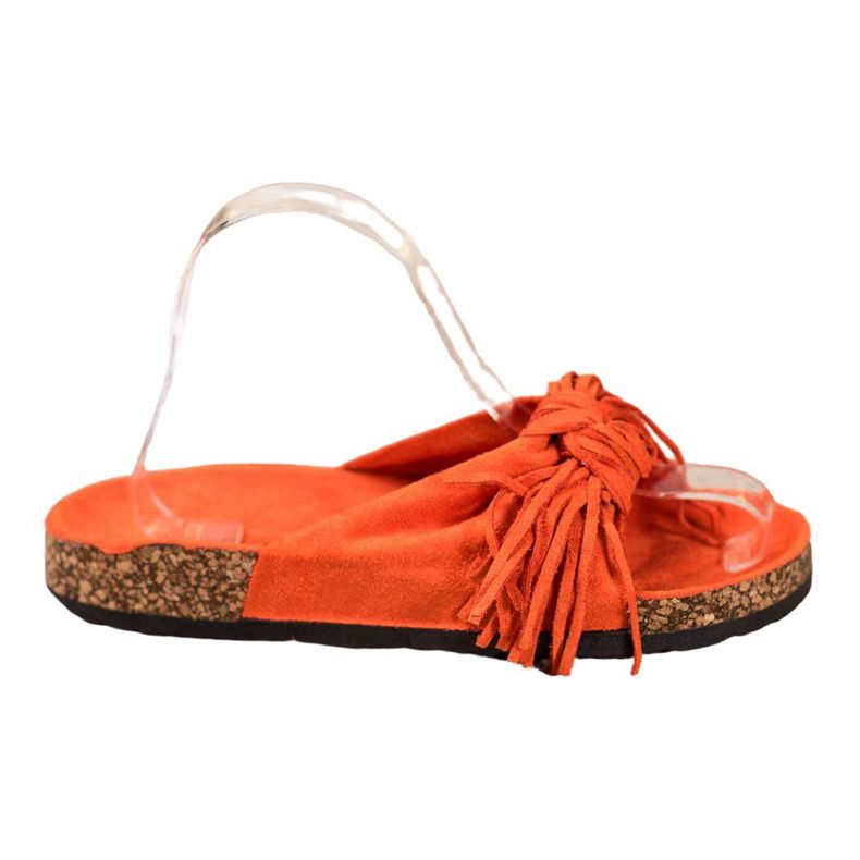 Bestelle Suede Slippers With Fringes orange