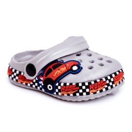 Giolan Children's Foam Slippers Kroks Gray Road Racing red orange grey