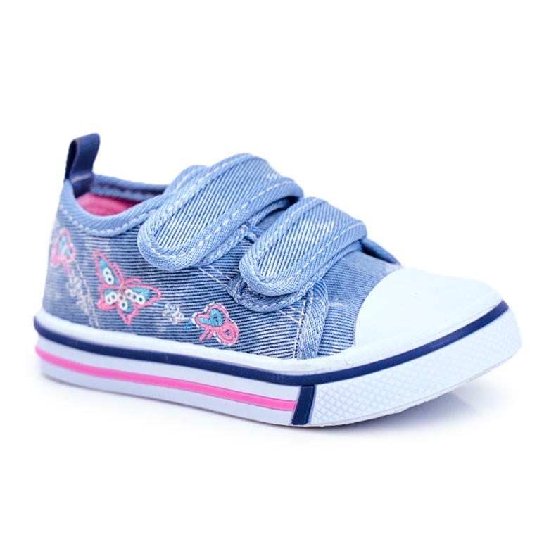 PL1 Children's Sneakers Blue Junalo Velcro pink