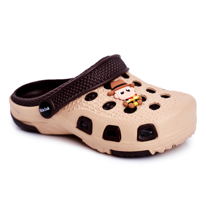 Giolan Children's Brown Foam Crocs Brown Cowboy slippers