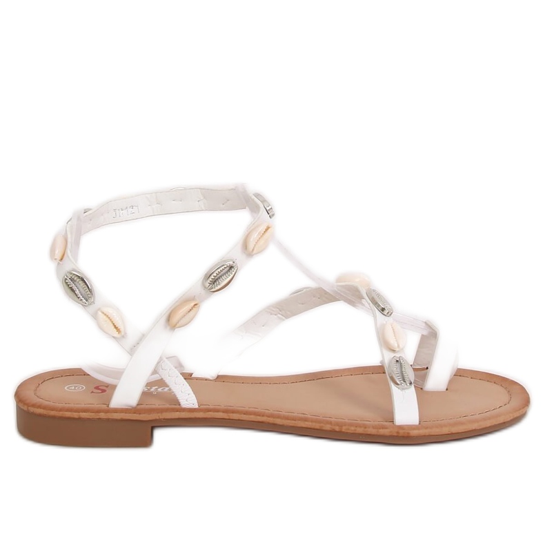 White flip-flops with shells JH121 White