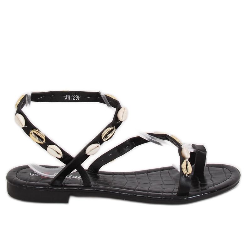 Black flip-flops with shells JH129P Black