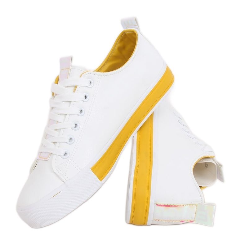 White women's sneakers LA70P Yellow White women's sneakers LA70P Yellow
