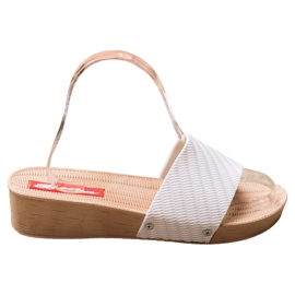 Bona Stylish wedge slippers white