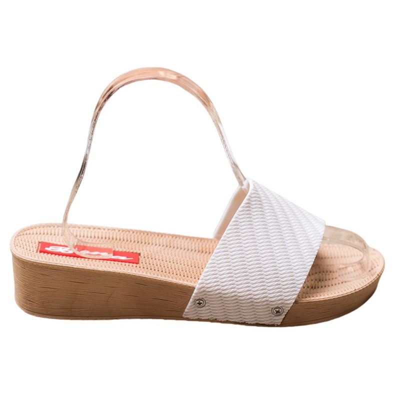 Bona Stylish wedge slippers white