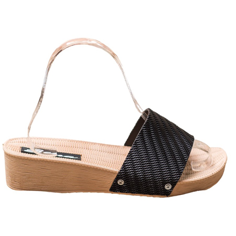 Bona Stylish wedge slippers black