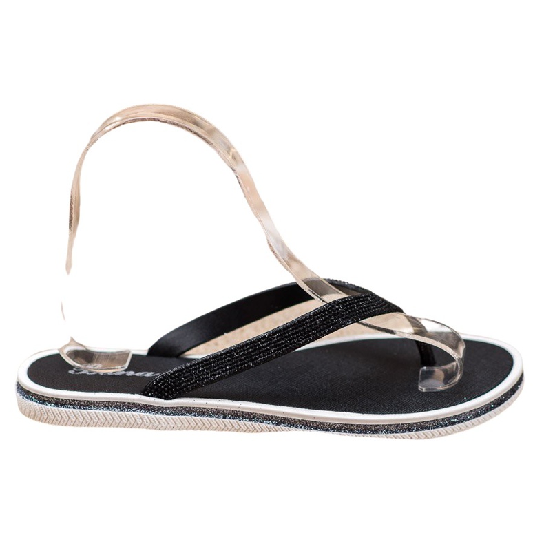 Bona Flip Flops With Glitter black