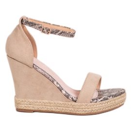 Goodin Suede Wedge Sandals beige