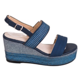 Goodin Navy Blue Sandals On A Wedge