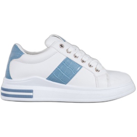 Weide Sport Shoes With Blue Inserts white Weide Sport Shoes With Blue Inserts white