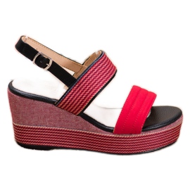 Goodin Red Wedge Sandals