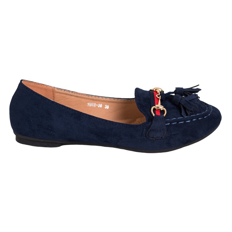 SHELOVET Navy blue loafers with fringes
