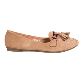SHELOVET Beige Loafers With Fringes