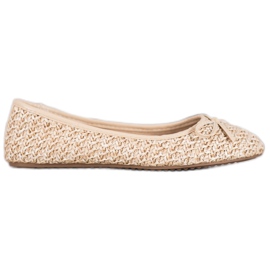 SHELOVET Braided Ballerina With A Bow beige