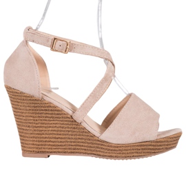 Small Swan Beige suede wedges