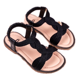 FRROCK Children's Black Lamado Sandals FRROCK Children's Black Lamado Sandals