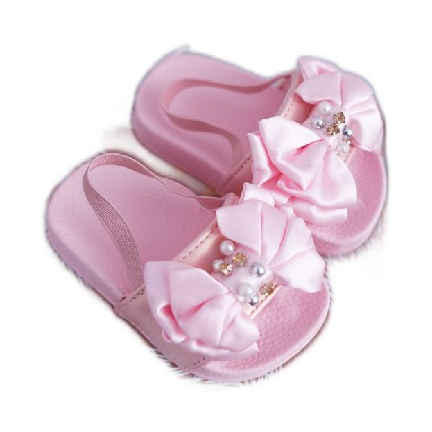 FRROCK Children's Girl's Slides Bow Pearl Pink Senari yellow