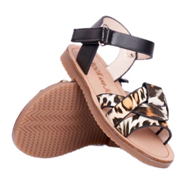 FRROCK Children's Sandals With Velcro Panterka Mimi brown black orange