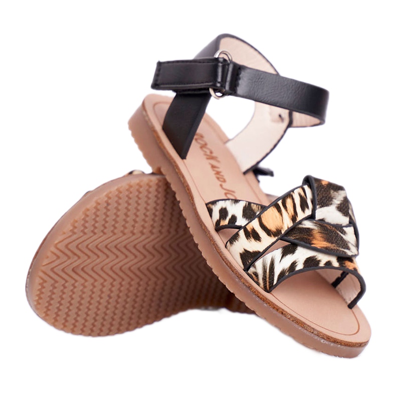 FRROCK Children's Sandals With Velcro Panterka Mimi brown black orange