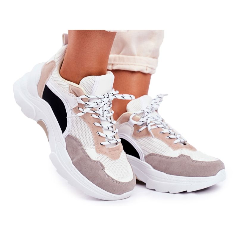 PS1 Women's Sport Shoes Sneakers White and Beige Mindanao PS1 Women's Sport Shoes Sneakers White and Beige Mindanao