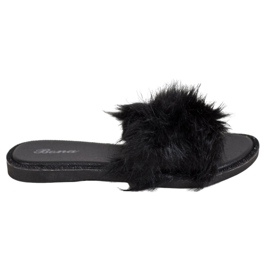 Bona Stylish Slippers With Fur black Bona Stylish Slippers With Fur black