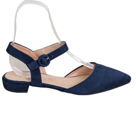 Goodin Navy blue pumps with an exposed heel