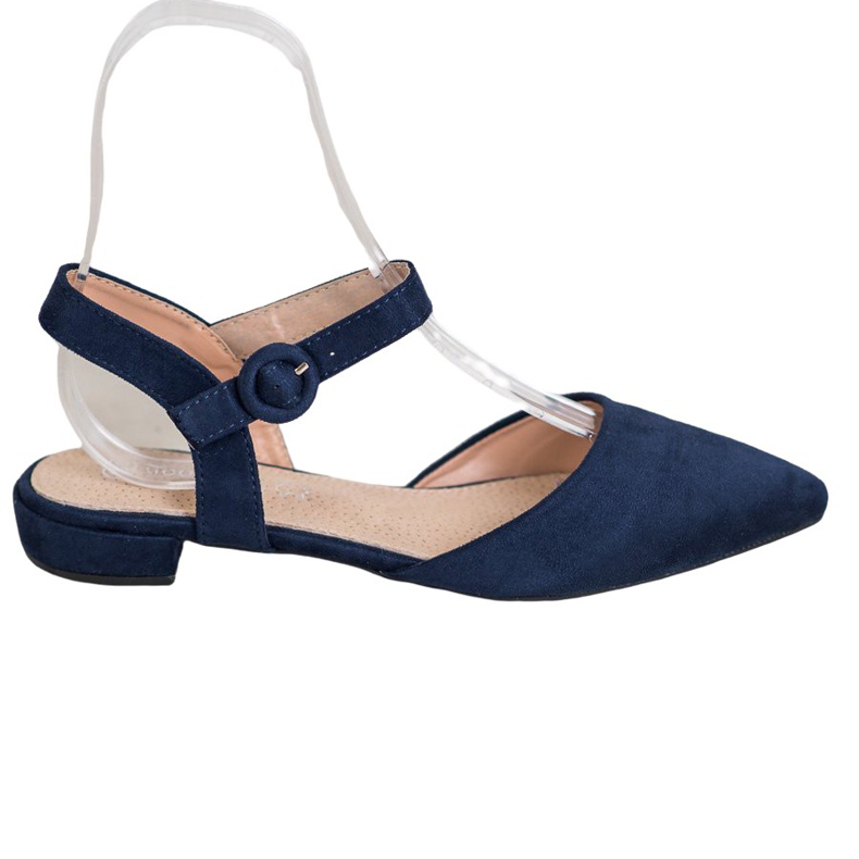 Goodin Navy blue pumps with an exposed heel
