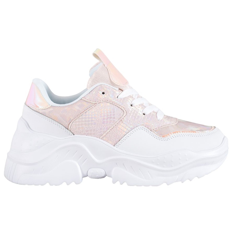 SHELOVET Eco Leather Sneakers white multicolored pink