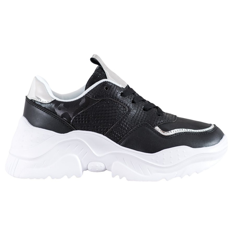 SHELOVET Eco Leather Sneakers black grey