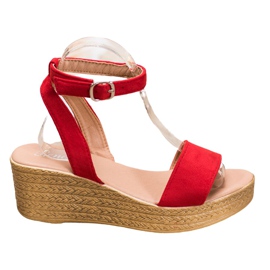Renda Light Wedge Sandals red