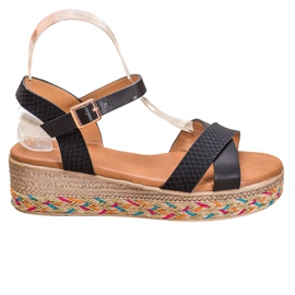 Small Swan Fashionable Sandals With Eco Leather black