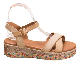 Small Swan Fashionable Sandals With Eco Leather brown