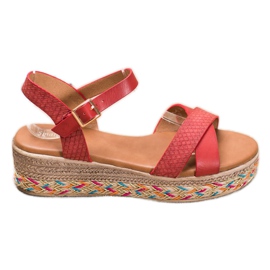 Small Swan Fashionable Sandals With Eco Leather red