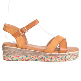 Small Swan Fashionable Sandals With Eco Leather brown Small Swan Fashionable Sandals With Eco Leather brown