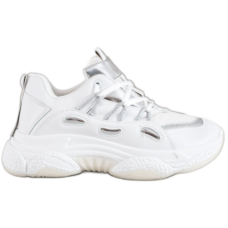 SHELOVET White Eco Leather Sneakers grey