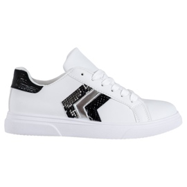 SHELOVET Fashionable Eco Leather Shoes white black grey
