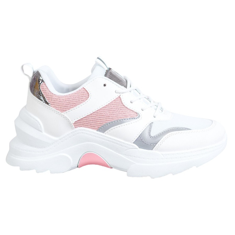 SHELOVET Stylish Sneakers white pink grey