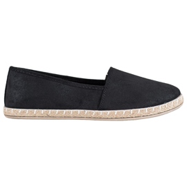 SHELOVET Black Espadrilles With Glitter