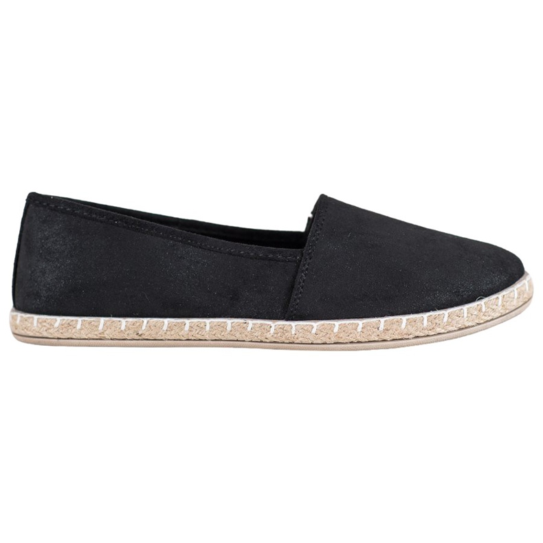 SHELOVET Black Espadrilles With Glitter