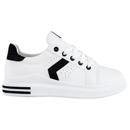 SHELOVET Sneakers With Glitter Inserts white black