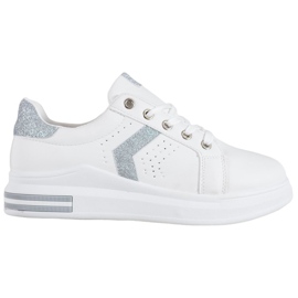 SHELOVET Sneakers With Glitter Inserts white grey