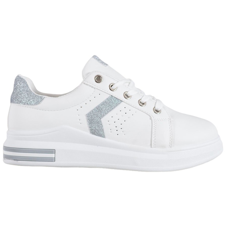 SHELOVET Sneakers With Glitter Inserts white grey