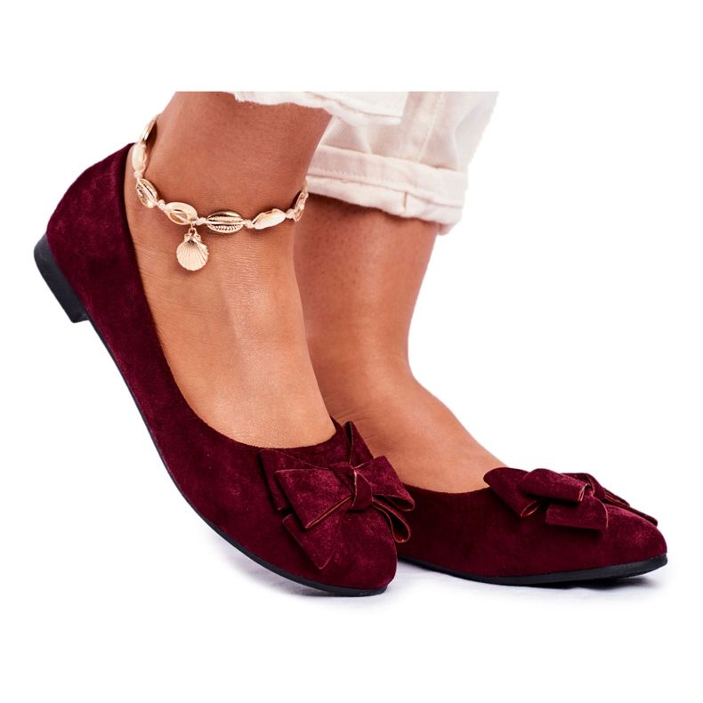 PS1 Women's Burgundy Suede Jordos ballerinas red